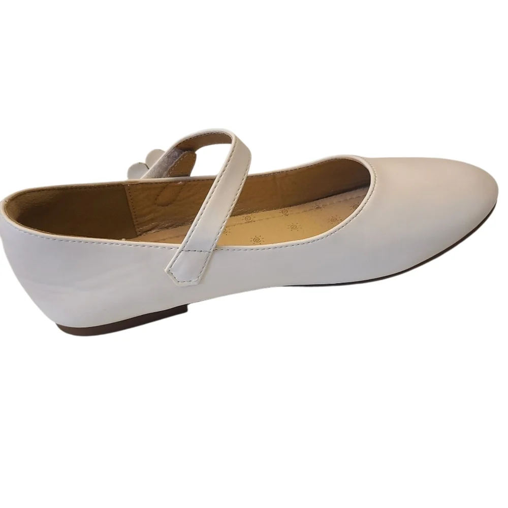 Pandaninjia Shoes White Girls Leather Mary Janes With Flower Sz 6 - Picture 5 of 11